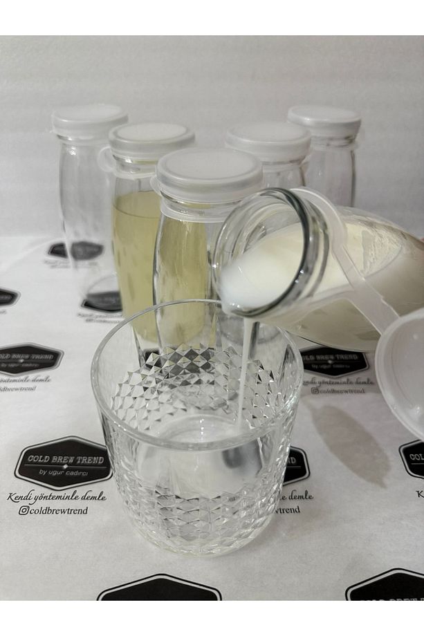 6 Adet Şeffaf Cam Şişe Süt Ayran Limonata Sirke Meşrubat Şişesi Çok Amaçlı - 1