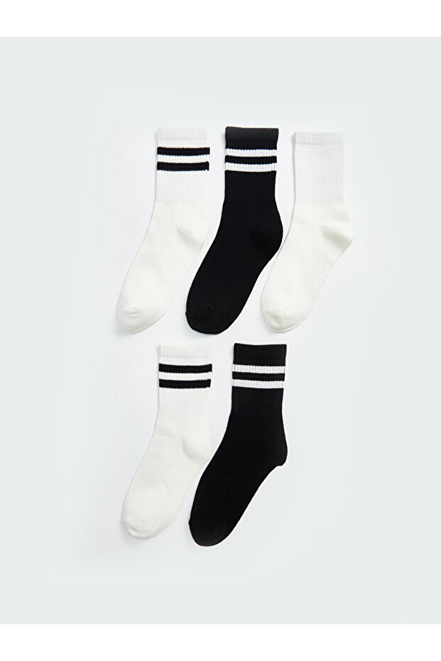 LCW DREAM Ecru csíkos női zokni 5 db-os csomag - 1