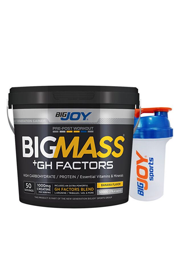 Bigjoy MASS GAİNER Muz Aromalı 5 kg BigMass Gh Factors Karbonhidrat & Protein 50 Servis