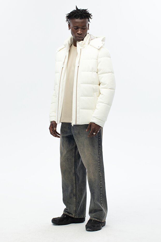 Hooded Water and Windproof Patterned Technical Coat - 5