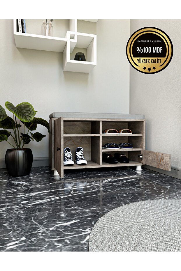 NOVA Ayakkabılık giriş oturak ve ayakkabılık kapaklı raflı mdf - 5