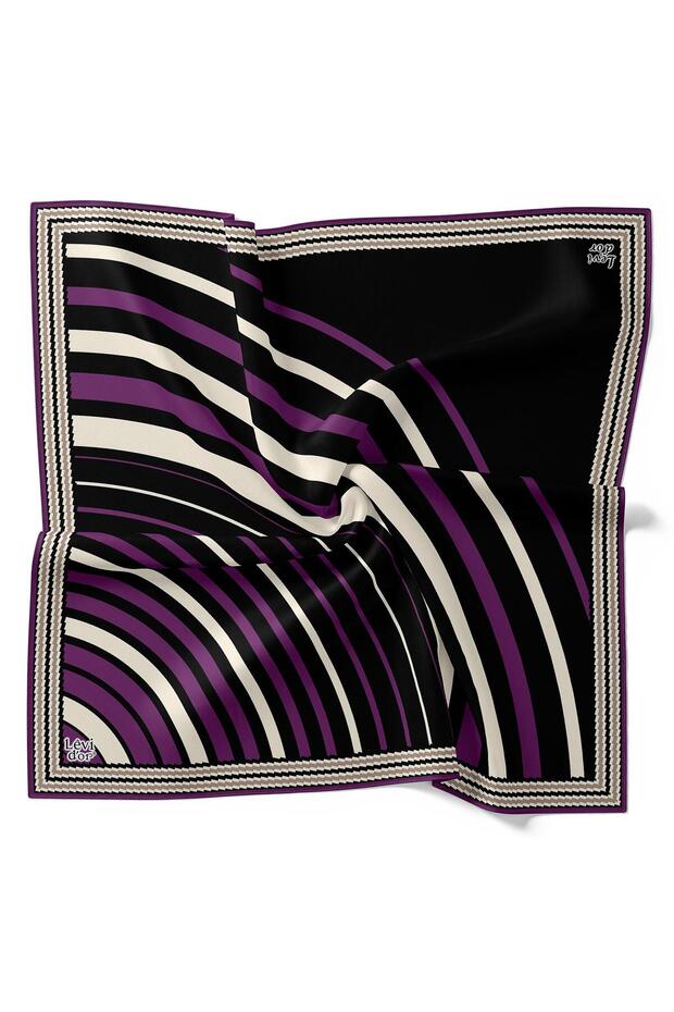 Purple Semicircle Twill Silk Scarf