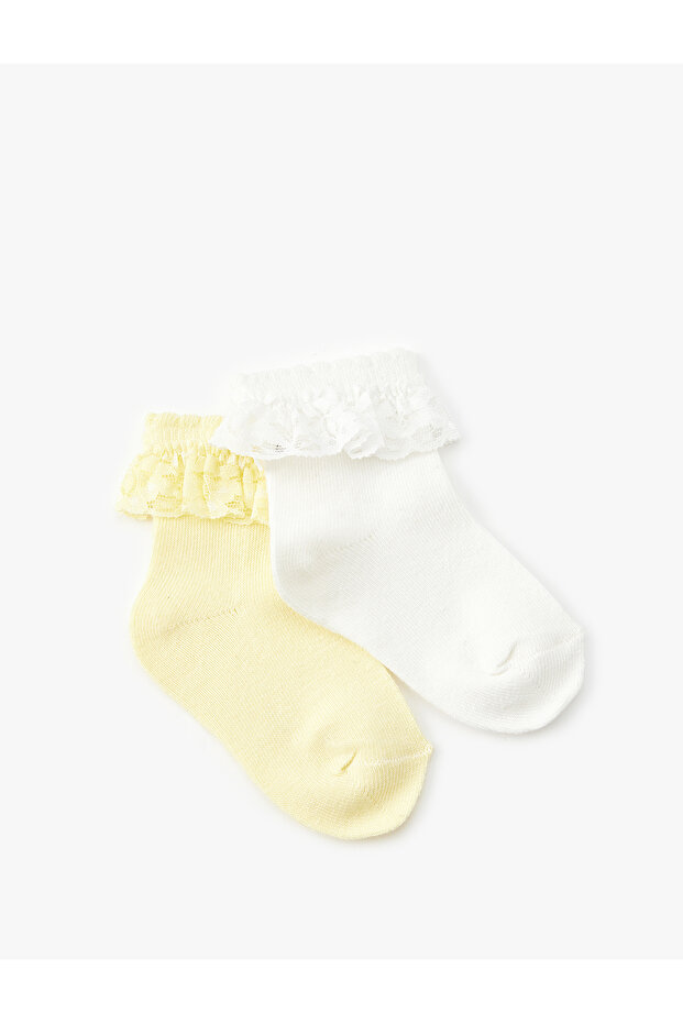 Set of 2 Socks with Lace Detail