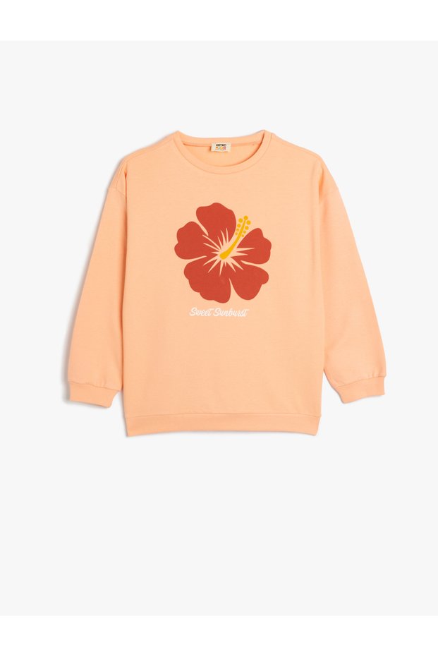Sweatshirt Long Sleeve Floral Printed Crew Neck Cotton
