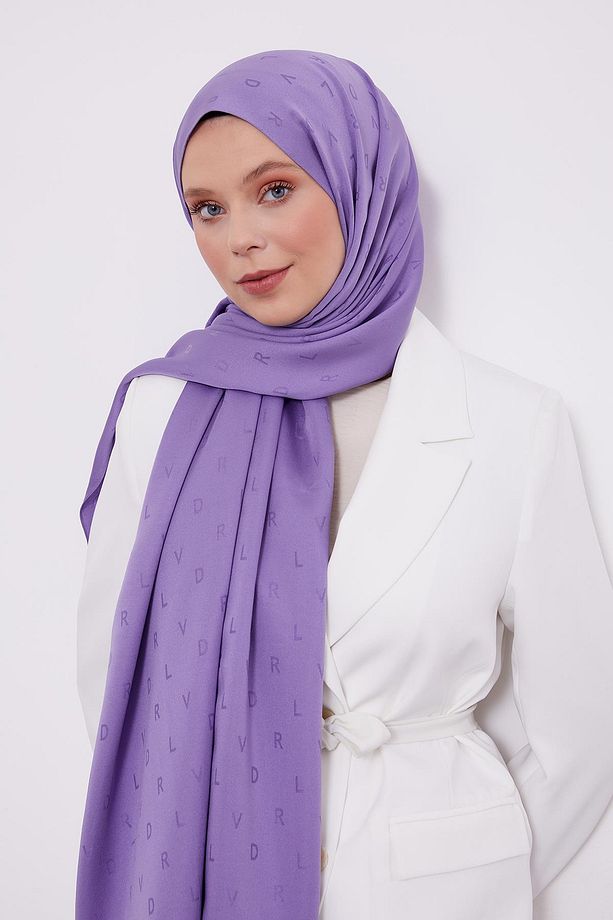 Mor LVD Baskılı Blue Jakarlı Şal - 2