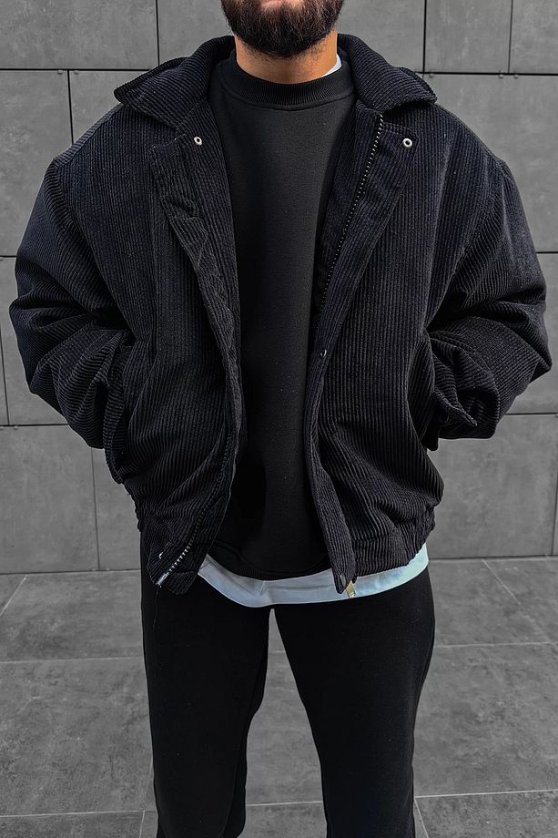 Oversize Kadife Bomber Erkek Unisex Kapitoneli Ceket - 1