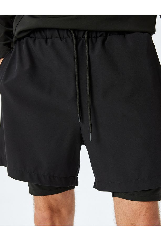Taytlı Paraşüt Kumaş Cep Detaylı Beli Bağcıklı Spor Şort - 5