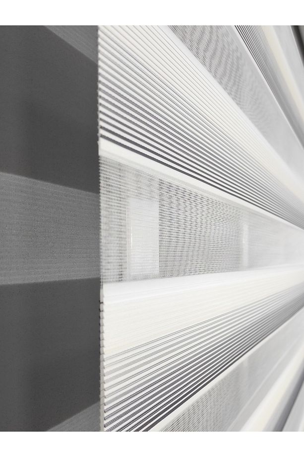 Gri - Beyaz Geçişli Zebra Perde 10069 V-05 - 5