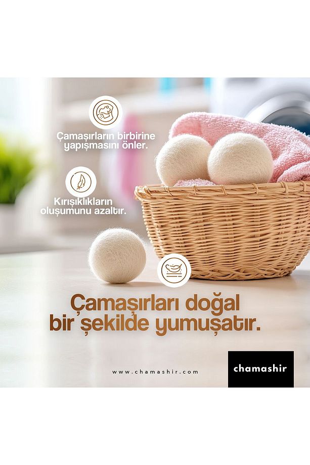 4'lü Yün Kurutma Topu Doğal Ve Çevre Dostu - 5000 Kullanım Ömrü - 9