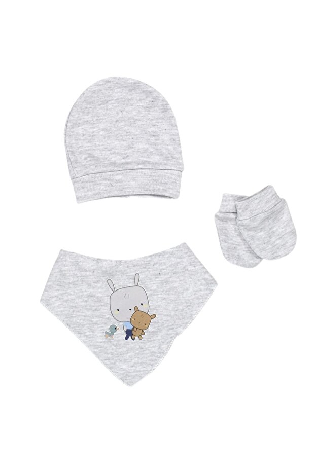 Newborn Baby Hat Gloves Scarf Bib Set of 3