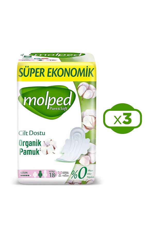 Pure & Soft Uzun Süper Ekonomik Ped 18 Li x 3 Adet - 1