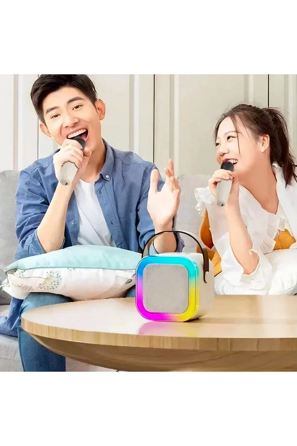 Mini Taşınabilir Rgb Karaoke Tek Mikrofonlu Bluetooth Kablosuz Hoparlör Radyo K12 - 4