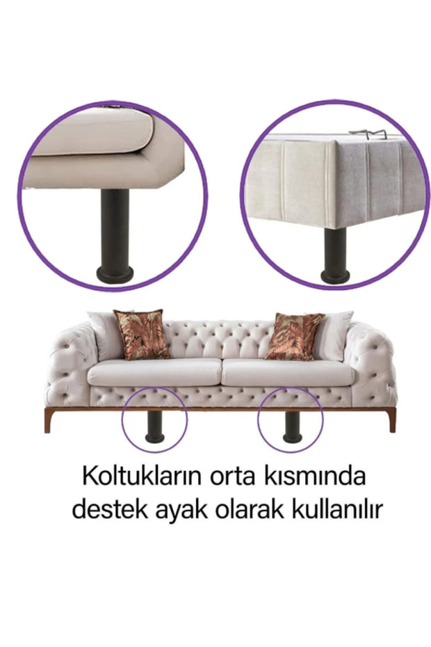 Modül Ayarlanabilir Destek Ayağı 15 X 23 Cm Siyah Ayak Mobilya Kanepe Baza Koltuk Ünite Ayakları. - 2