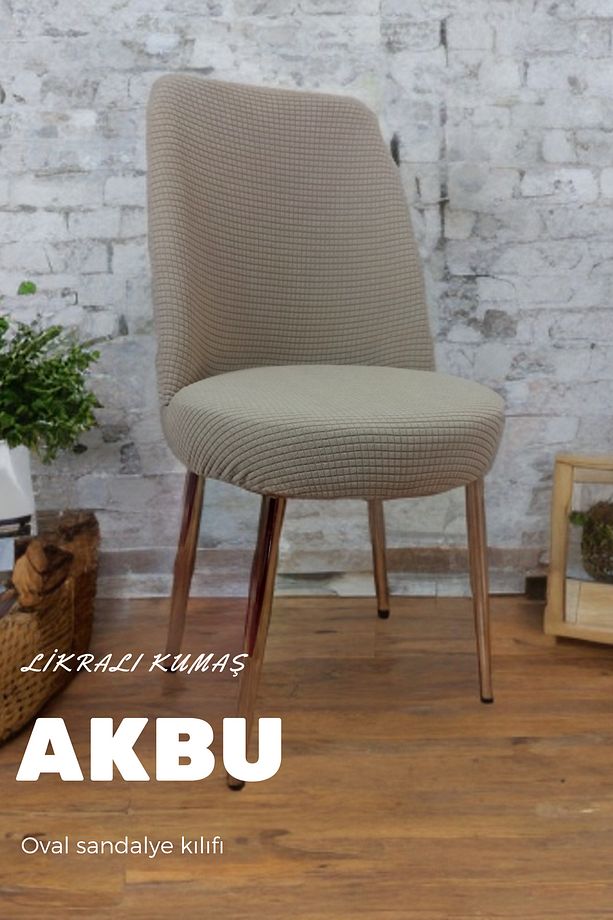 likrali kumaş oval sandalye kılıfı ,sandalye örtüsü pitikare desen (1 adet) - 1