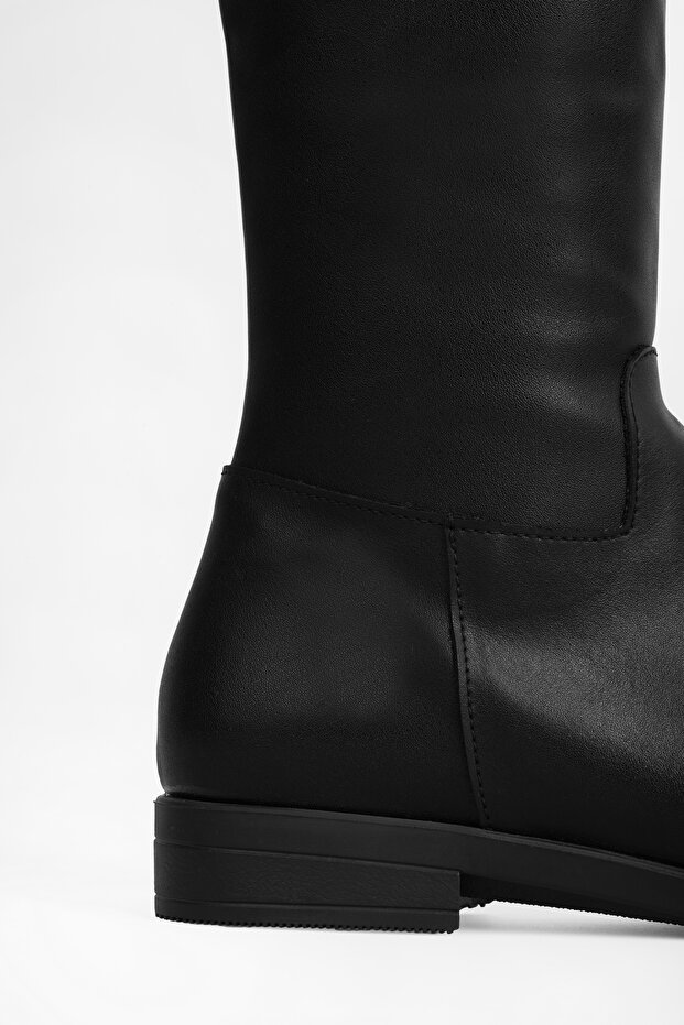 Női Toon fekete bőrű csizma, fekete bőr - 4