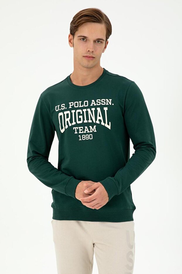U.S. Polo Assn. Dark Green Men's Classic Regular Fit Sweatshirt G081Gl082.000. 1943634 Dmls