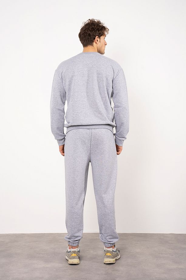 Gri Erkek Regular/Normal Kesim Paçası Lastikli Cepli Jogger Eşofman Altı - 5