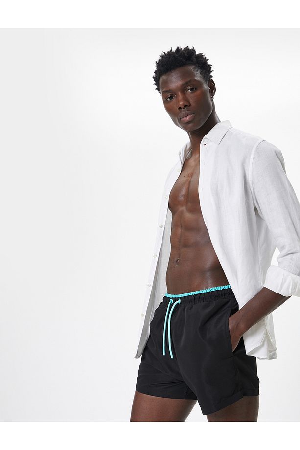 Deniz Şortu Mini Oversize Beli Bağcıklı - 2