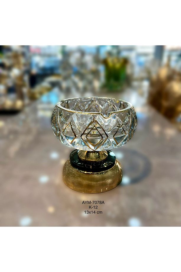 Kristal Model Ayaklı Cam Küllük 13x14cm - 1
