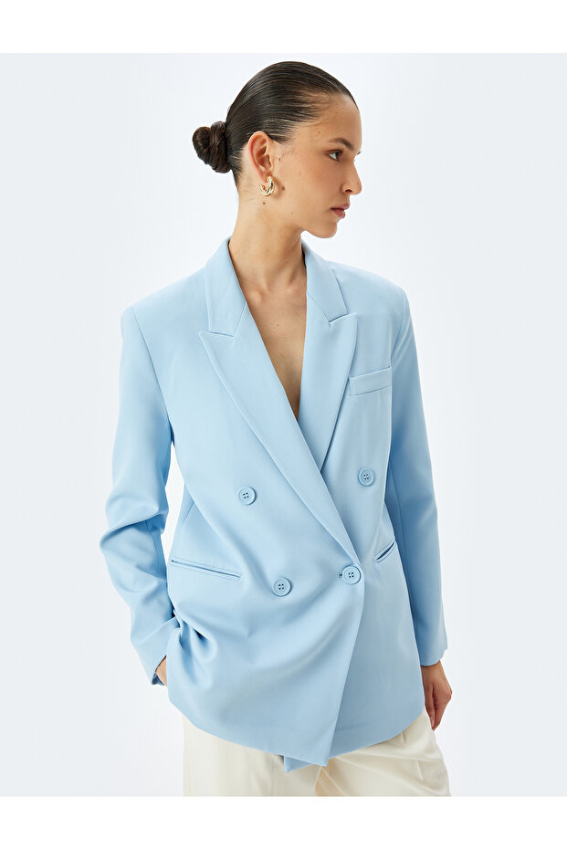 Double Breasted Oversize Blazer Jacket - 2