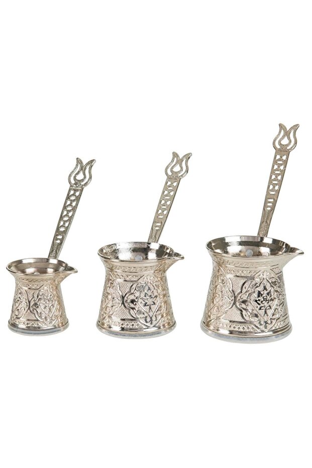 Coffee Pot Set - Triple Zamak - White Embroidered Coffee Pot Set