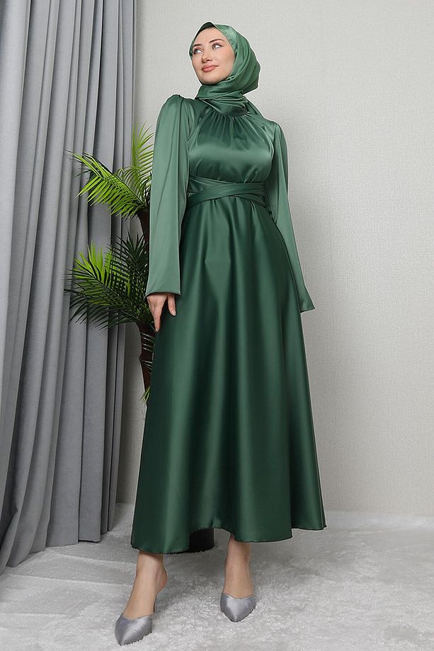 Nazlı Tesettür Elbise Haki - 3
