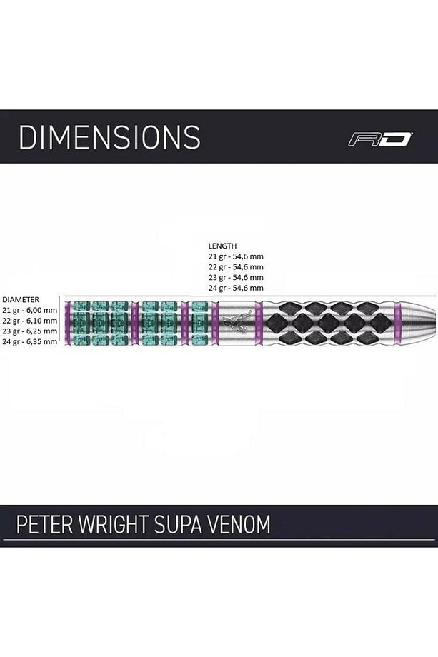 Peter Wright Snakebite Supa-venom % 90 Tungsten Çelik Uçlu Dart Oku - 3