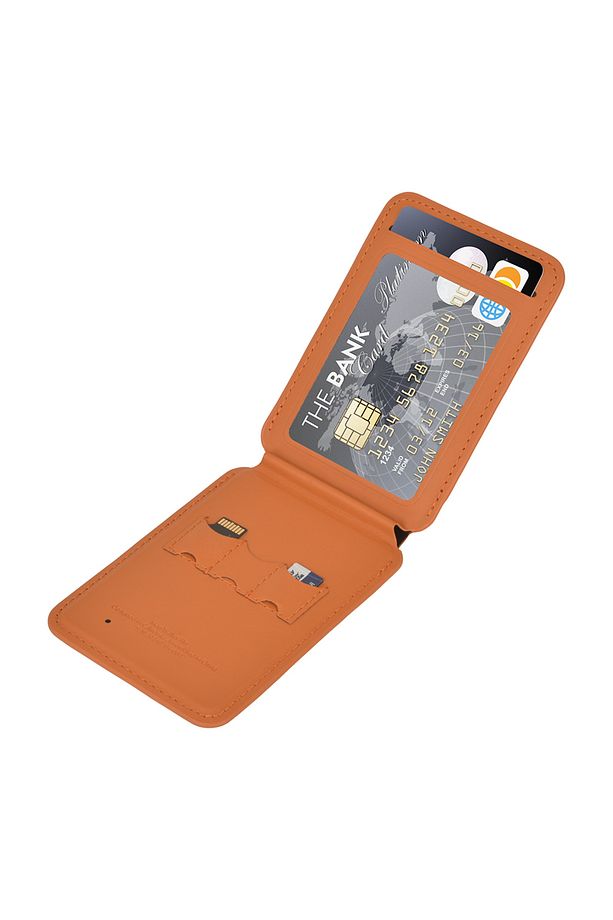 FindMy Özellikli Magnetik Standlı Kartlık Wiwu MW-005 Qi Kablosuz Şarj Uyumlu Mag Wallet Kahverengi - 2