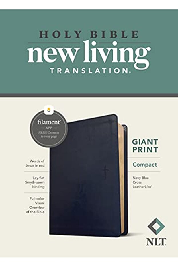 NLT Compact Giant Print Bible, Filament Edition, Navy