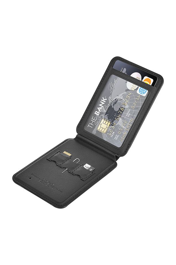 FindMy Özellikli Magnetik Standlı Kartlık Wiwu MW-005 Qi Kablosuz Şarj Uyumlu Mag Wallet Siyah - 2