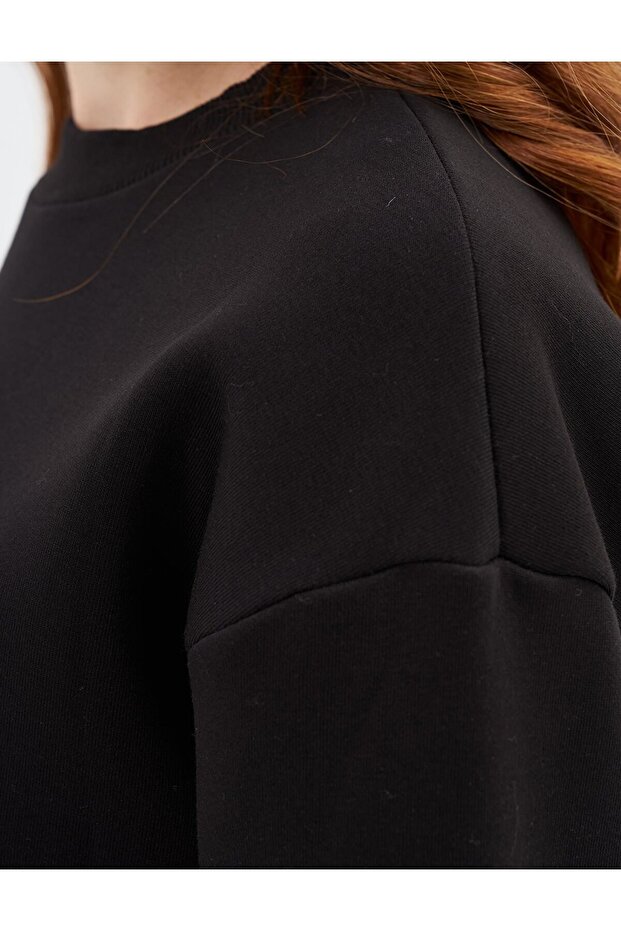 Zero Neck 3 Thread Sweatshirt Black - 7