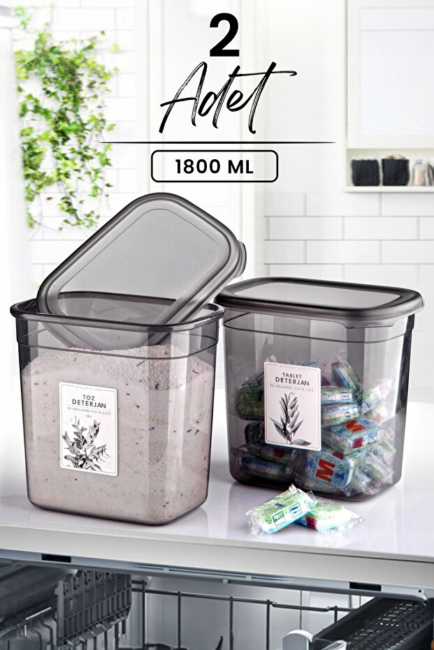2 Large Size Rectangular Detergent Storage Box - 1800 ml - Detergent Set - 1