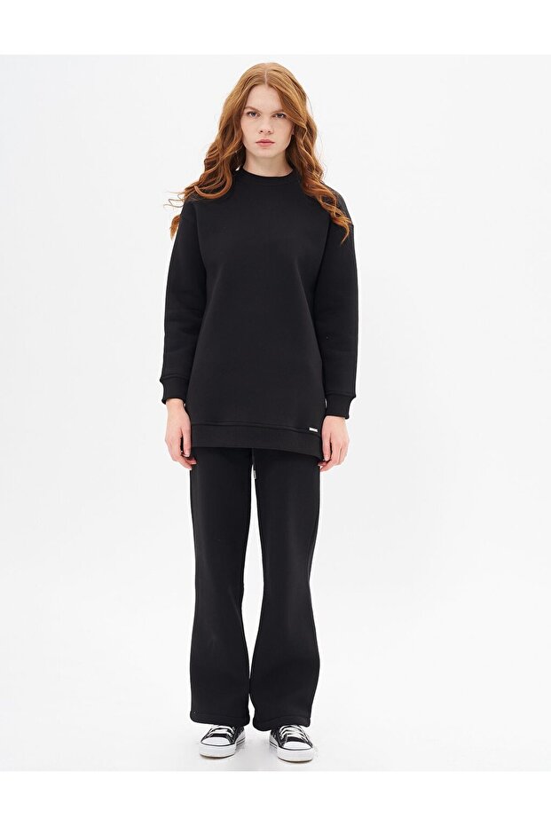 Zero Neck 3 Thread Sweatshirt Black - 4