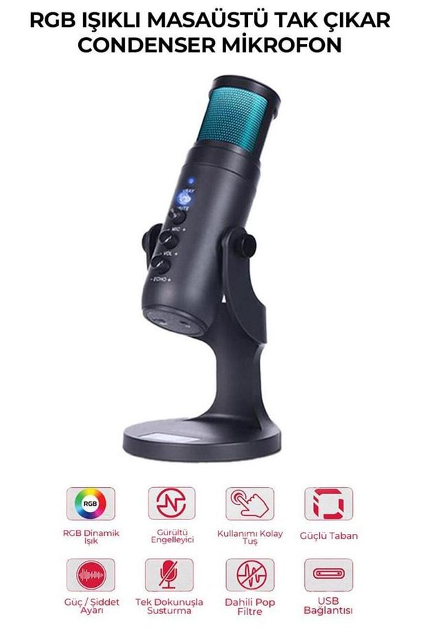 Hype USB Oyuncu ve Yayıncı Mikrofonu (Kayıt Gaming Tiktok Twitch Canlı yayın Discord Youtube) - 3