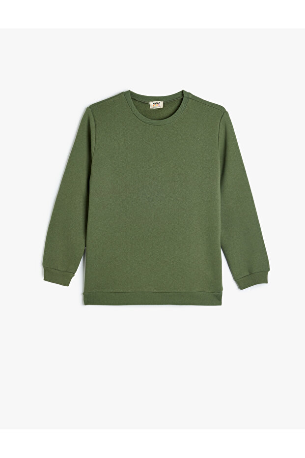 Crew Neck Long Sleeve Cotton Raised Basic Sweatshirt
