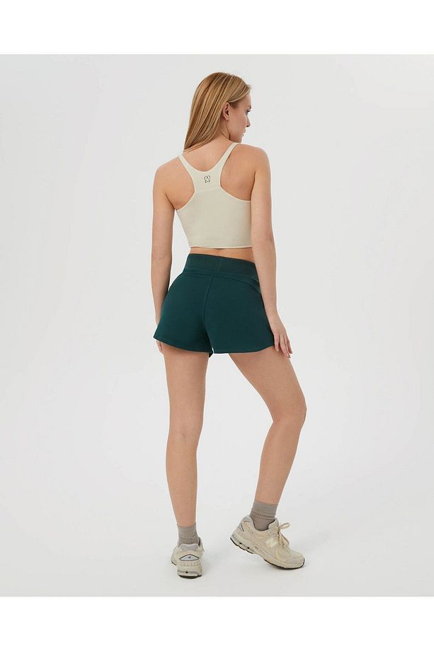 Koyu Yeşil Bel Lastikli Ayarlanabilir Sweatshort Şort - 2