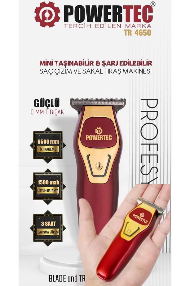 TR-4650 Mini Profesyonel Tıraş Makinesi (Türkiye'nin en küçük profesyonel makinesi)Type-C Hızlı Şarj - 1