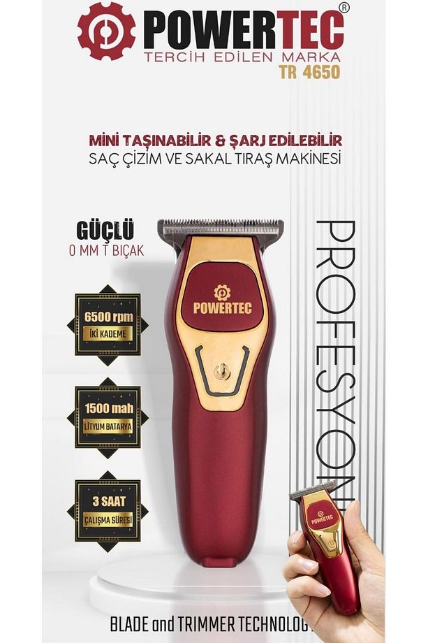 TR-4650 Mini Profesyonel Tıraş Makinesi (Türkiye'nin en küçük profesyonel makinesi)Type-C Hızlı Şarj - 3