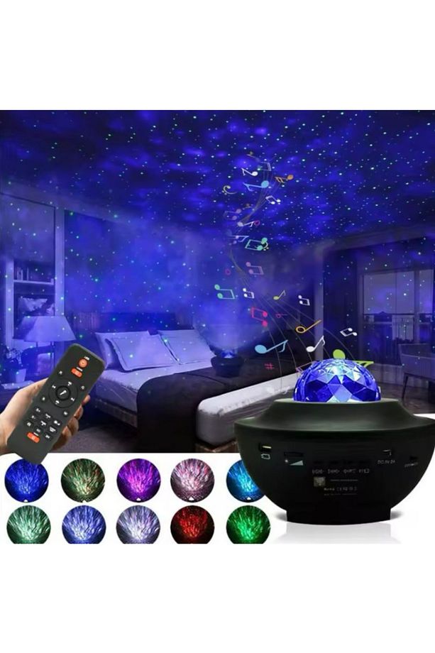 Galaksi Gökyüzü ve Yıldız Yansıtan Projektör Gece Lambası Bluetooth Hoparlör - 4