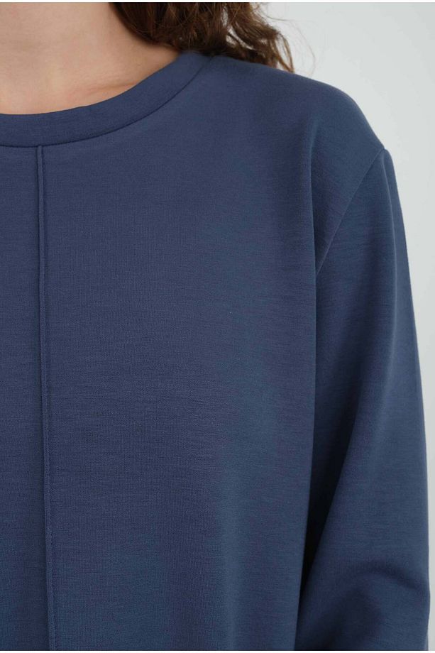Nervürlü Modal Sweat Kot Mavi - 4