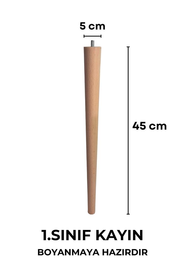 5x5x45 Cm Ahşap Konik Ayak, Mobilya Ayağı, Tv Ünitesi, Dolap Yükseltici, Sehpa Ayağı Tekli - 4