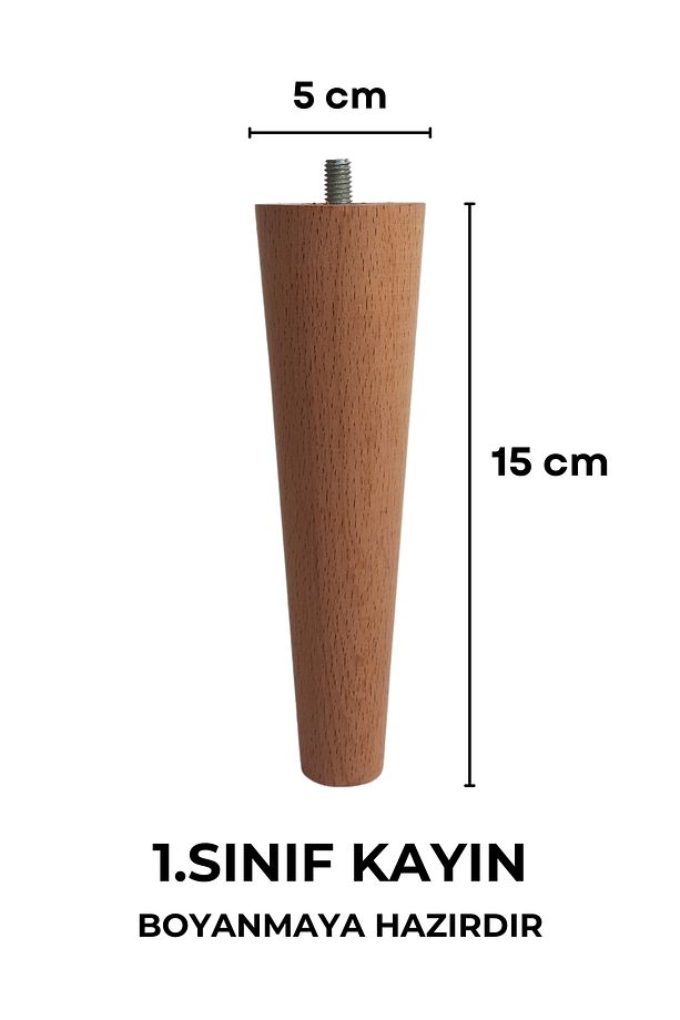 15 Cm Ahşap Konik Ayak, Yükseltici Ayak, Tv Ünitesi, Dolap Ayağı, Koltuk Ayağı Tekli - 4