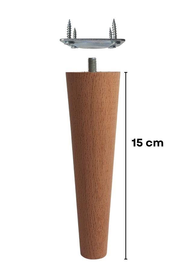 15 Cm Ahşap Konik Ayak, Yükseltici Ayak, Tv Ünitesi, Dolap Ayağı, Koltuk Ayağı Tekli - 1