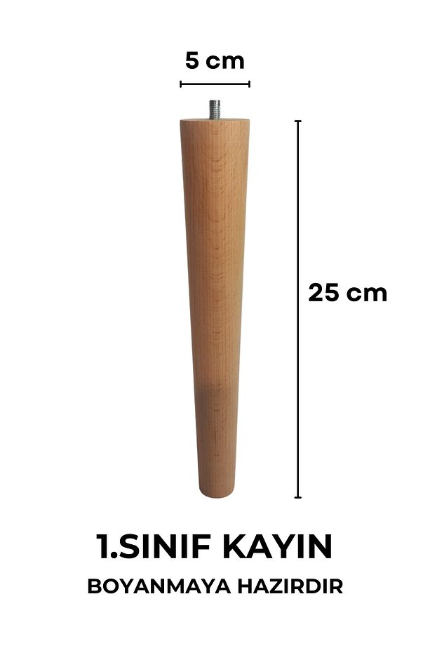 25 Cm Ahşap Konik Ayak, Ahşap Ayak, Mobilya Ayağı, Tv Ünitesi, Dolap Yükseltici, Komodin Ayağı Tekli - 4