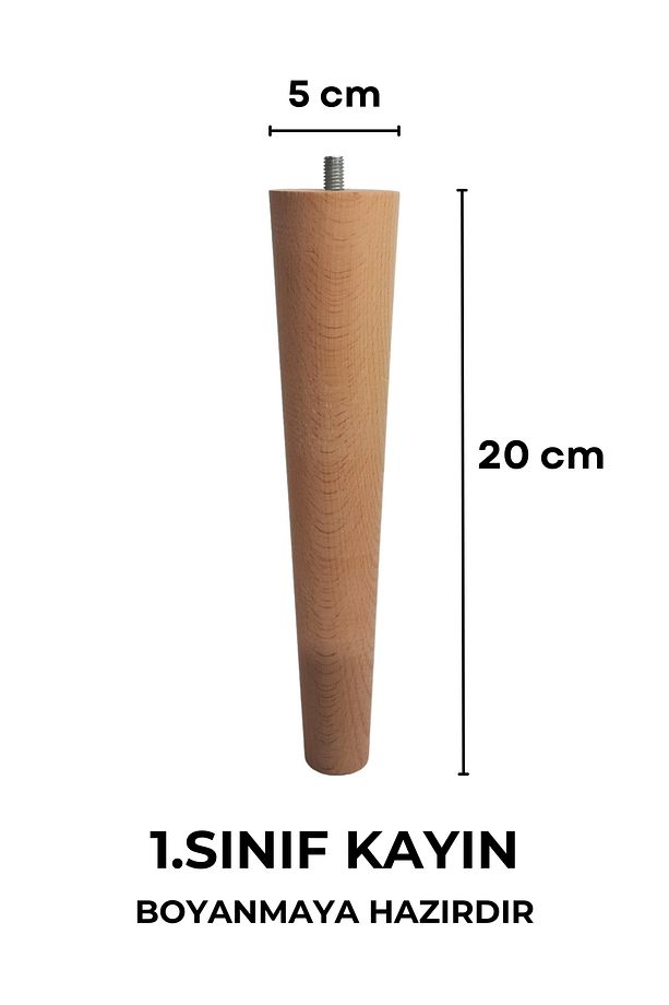 20 Cm Ahşap Konik Ayak, Mobilya Ayağı, Yükseltici Ayak, Tv Ünitesi, Dolap Ayağı, Koltuk Ayağı Tekli - 4