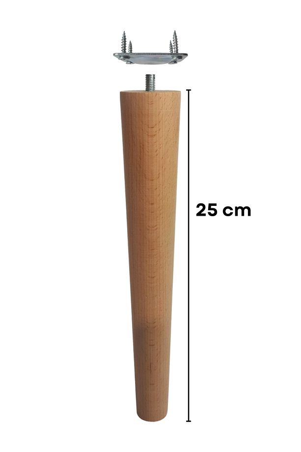 25 Cm Ahşap Konik Ayak, Ahşap Ayak, Mobilya Ayağı, Tv Ünitesi, Dolap Yükseltici, Komodin Ayağı Tekli - 1