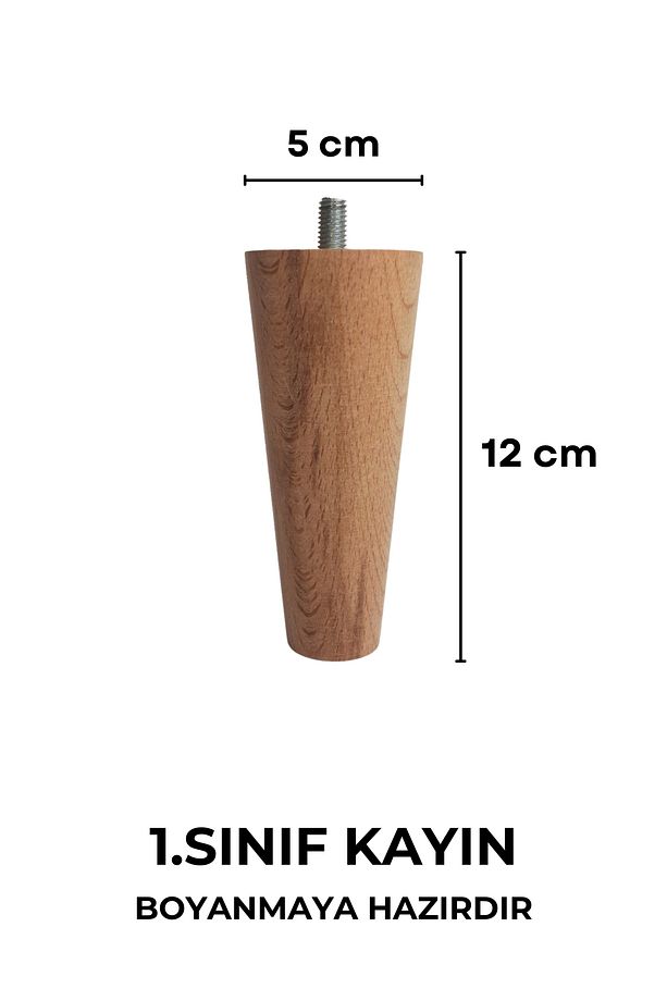12 Cm Ahşap Konik Ayak, Ahşap Ayak, Mobilya Ayağı, Tv Ünitesi, Dolap Yükseltici, Sehpa Ayağı Tekli - 4