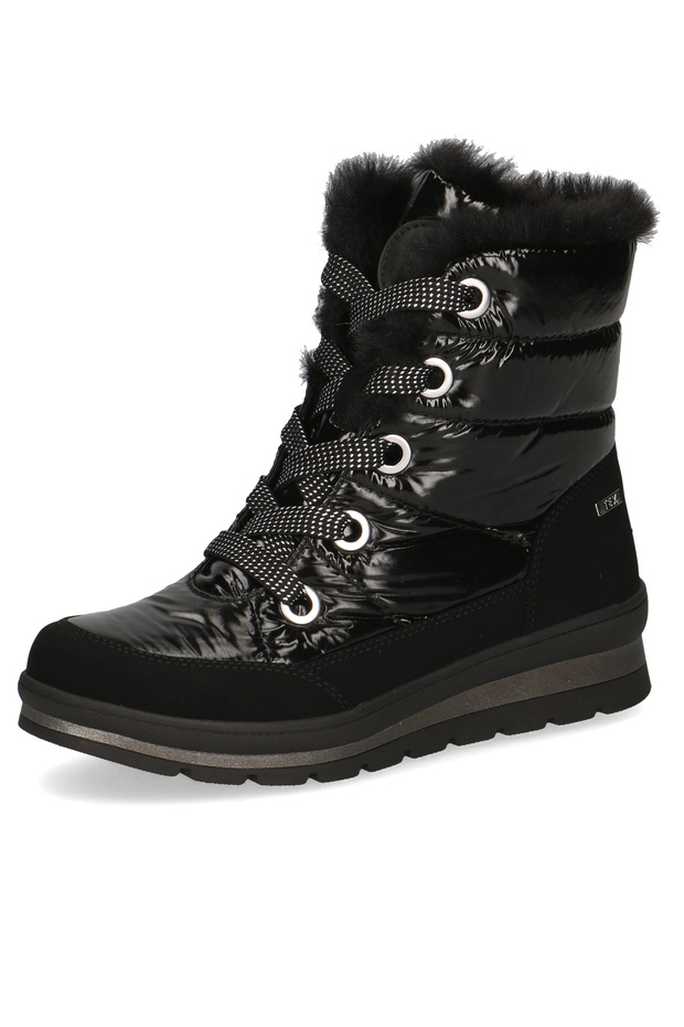 Women's Elegant Ankle Boots, Warm Lined Winter Shoes, 9-26226-41, Black 019, Black Comb, Textile/Synthetic - 2