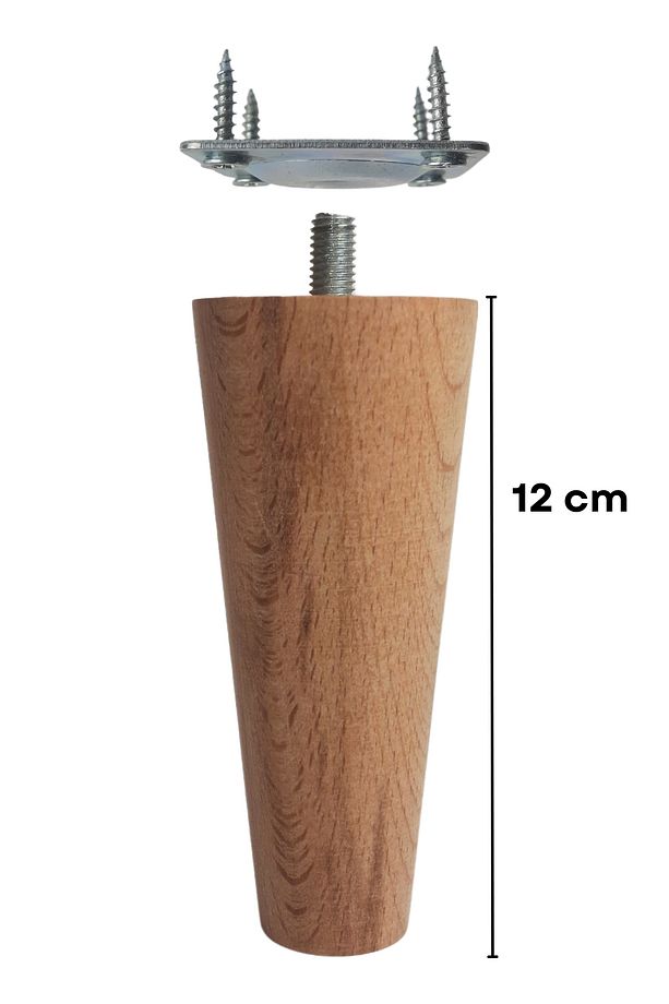 12 Cm Ahşap Konik Ayak, Ahşap Ayak, Mobilya Ayağı, Tv Ünitesi, Dolap Yükseltici, Sehpa Ayağı Tekli - 1