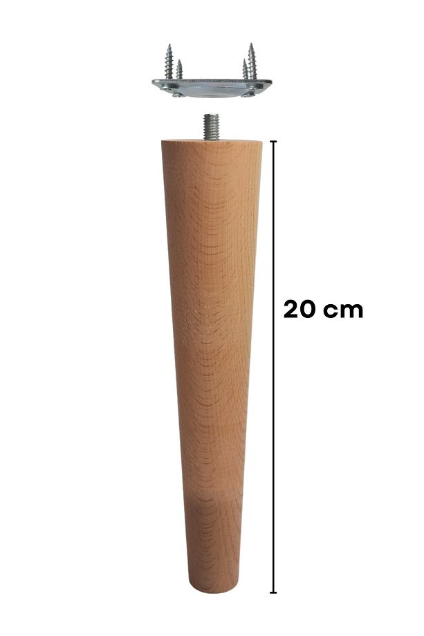 20 Cm Ahşap Konik Ayak, Mobilya Ayağı, Yükseltici Ayak, Tv Ünitesi, Dolap Ayağı, Koltuk Ayağı Tekli - 1